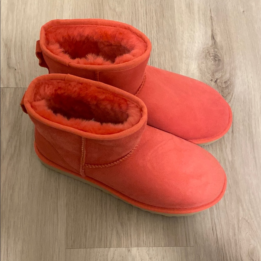 UGG Pink Ankle Boots Cozy Suede Slip-On